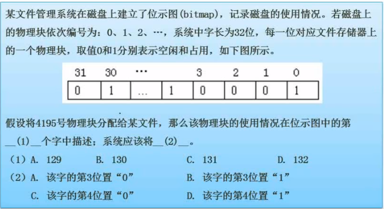 空闲存储空间的管理题目